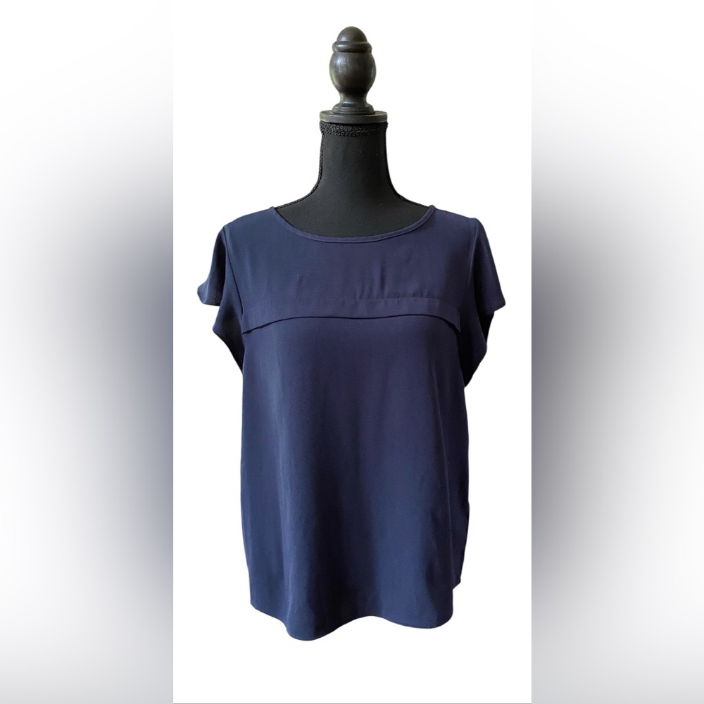 Covington: Navy Blue Women's Blouse with Flutter Sleeves